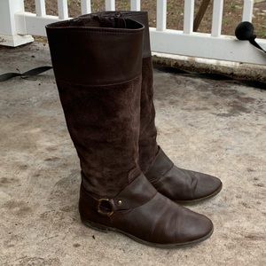 Tall Leather / Suede Dress Boots Dark Brown sz 7